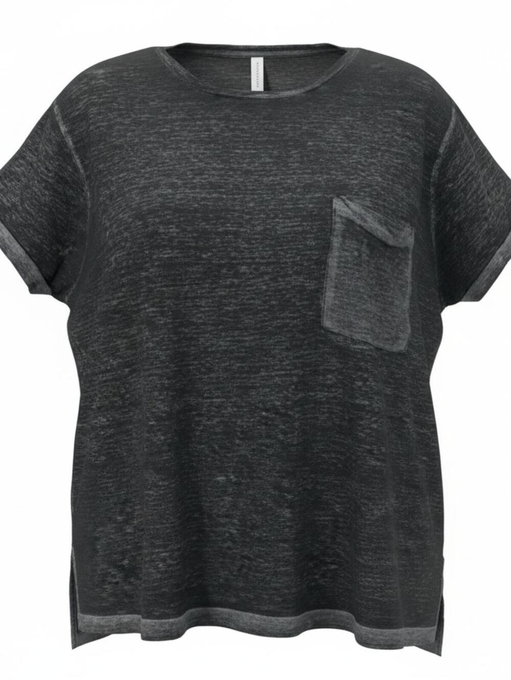 Lightweight Zenana Sheer Black Short Sleeve Pocket Tee Size S/M T-Shirt Summer